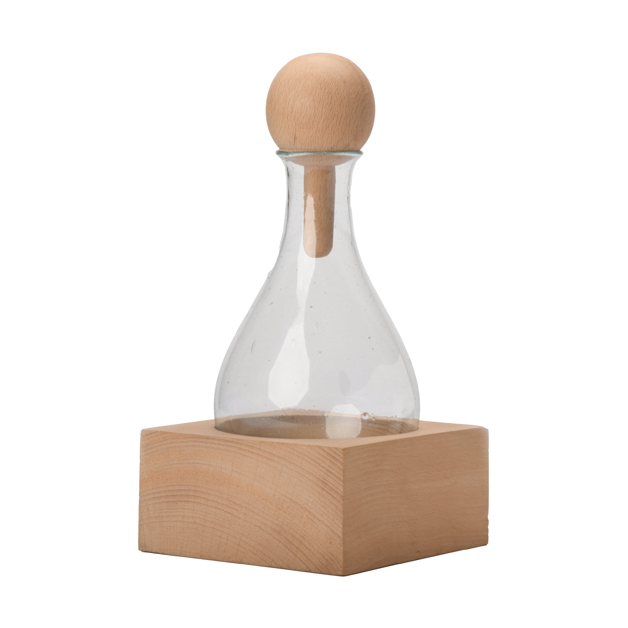 Mouth Blown Recycled Glass Wine Carafe And Wood Stopper - D Shop Beirut