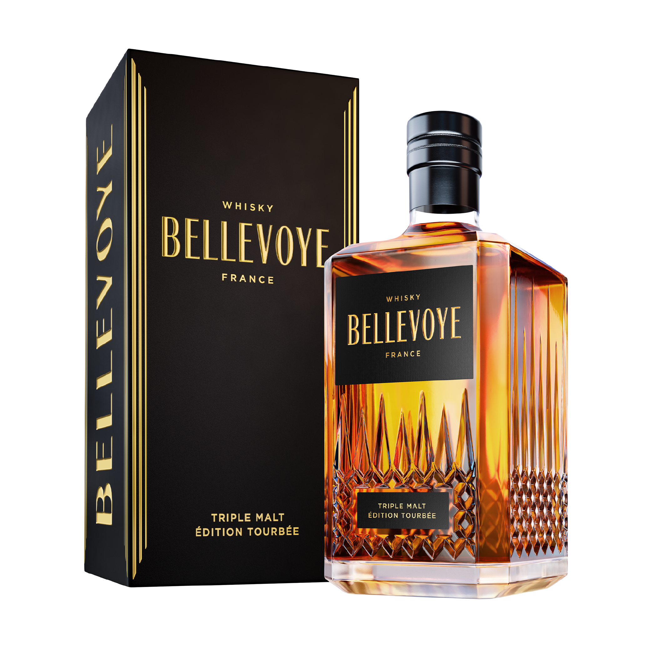 Bellevoye Black Triple Malt Peated Finish French Whisky 70cl