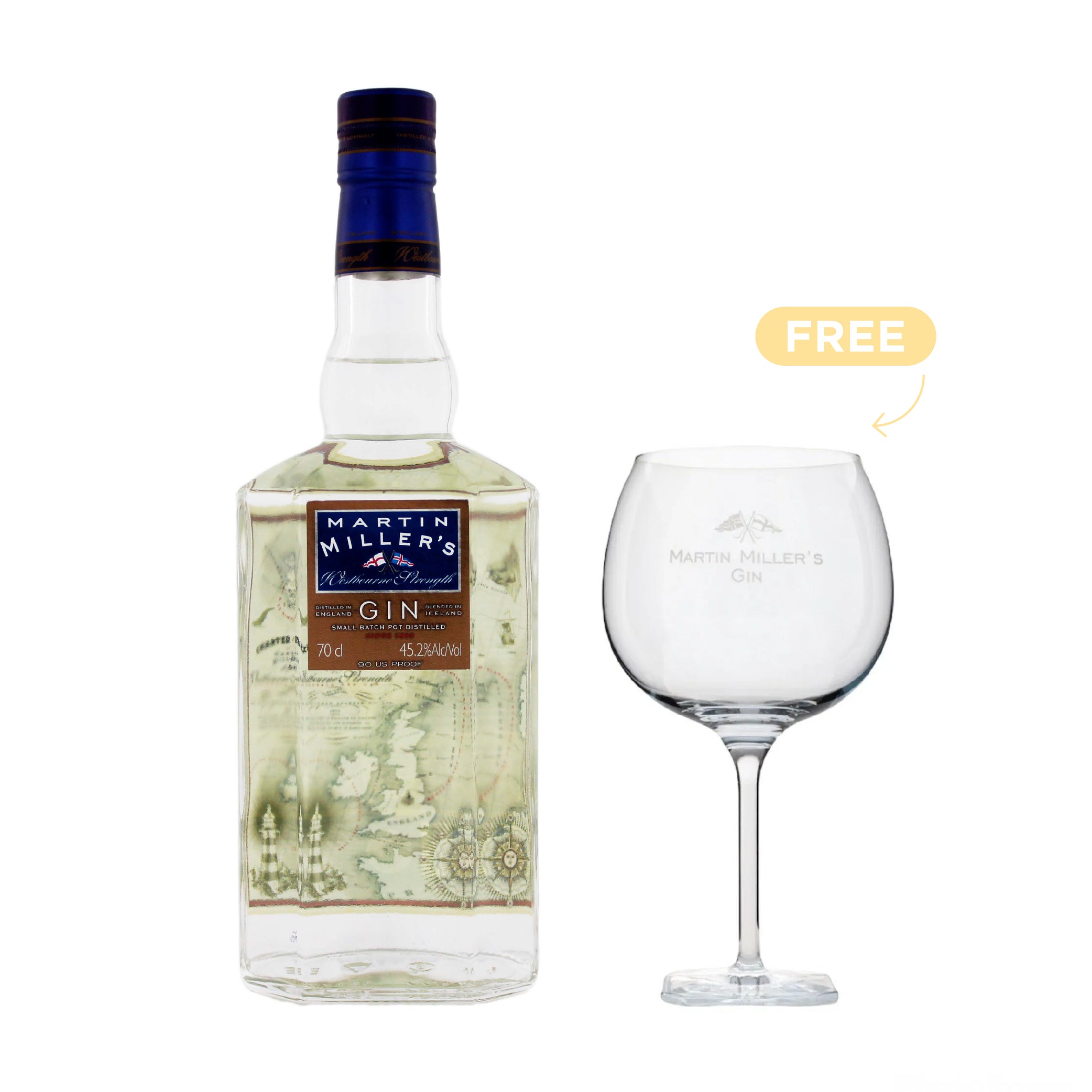 Martin Miller's Gin 70cl + 1x FREE Glass