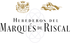 Logo of Herederos del Marques de Riscal on a dark background