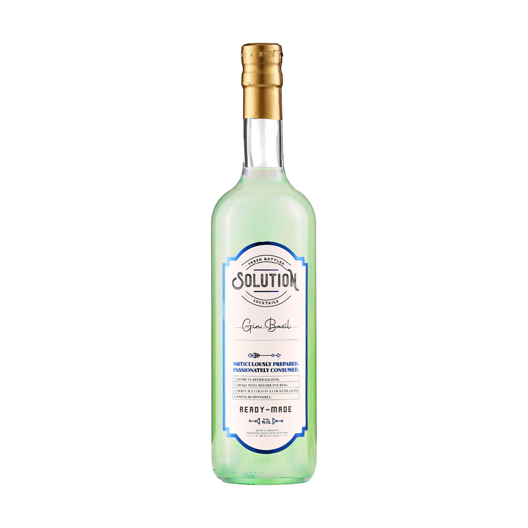Gin Basil Solution Cocktails 75cl
