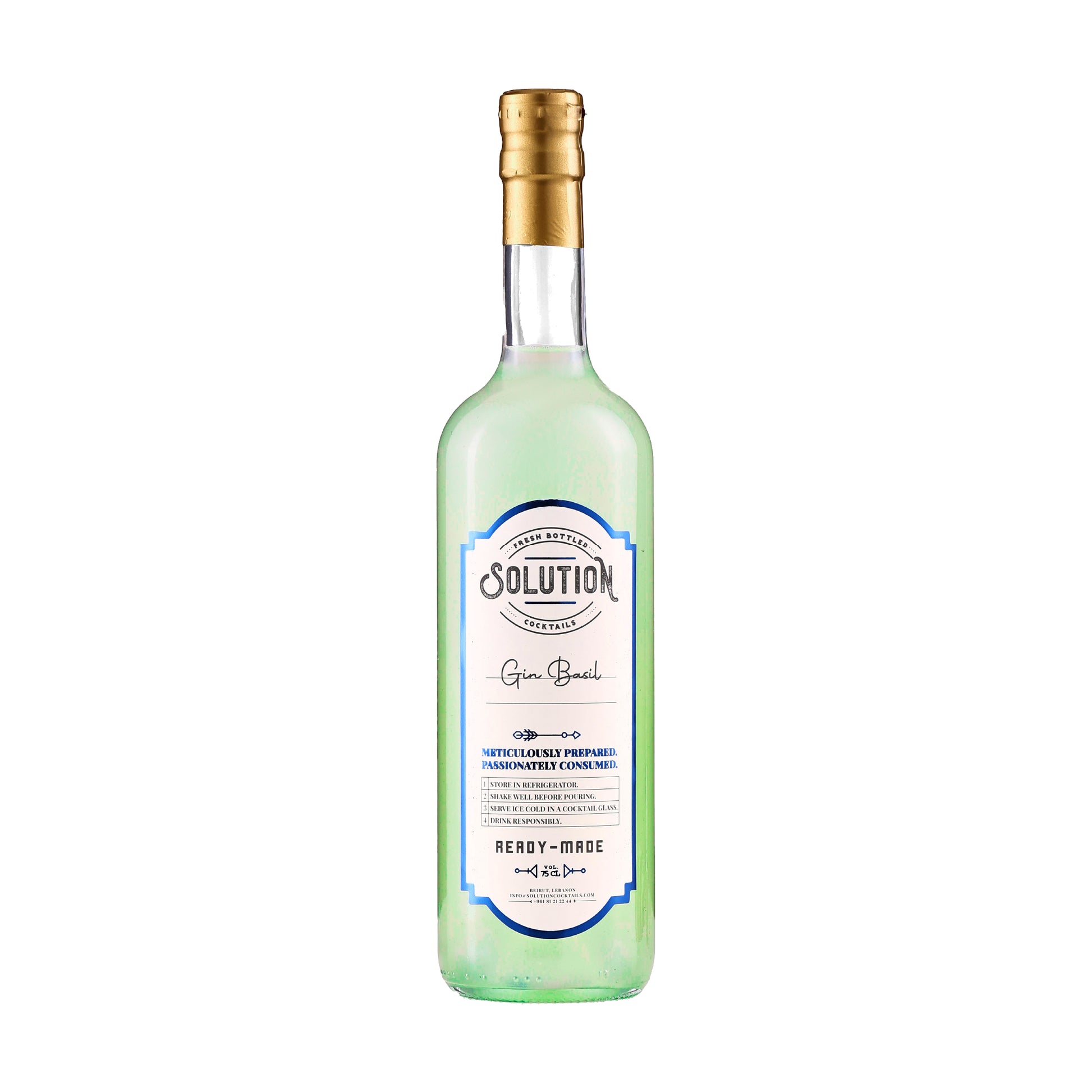 Gin Basil Solution Cocktails 75cl