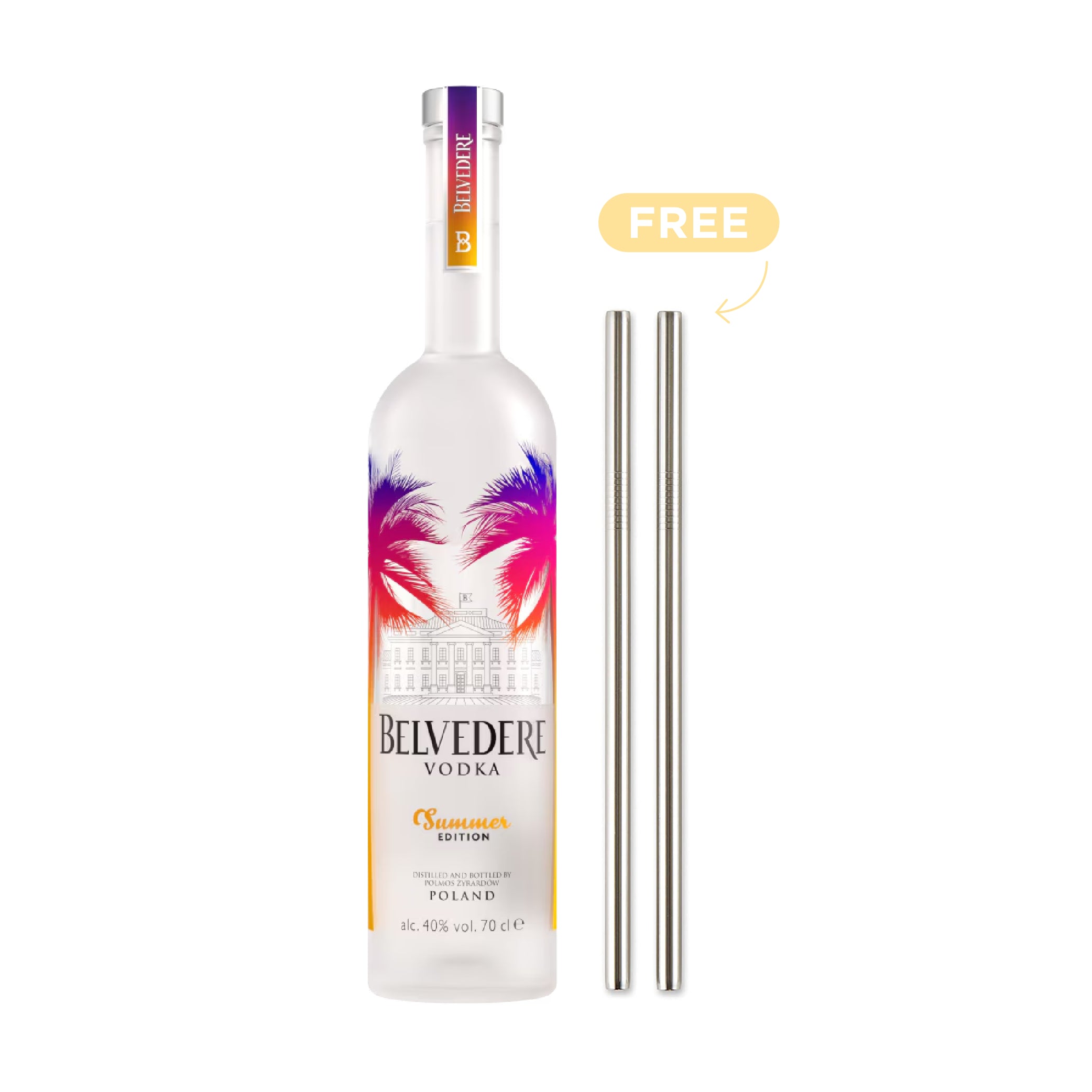 Belvedere Vodka Summer Edition 70cl + 2x FREE Metal Straws