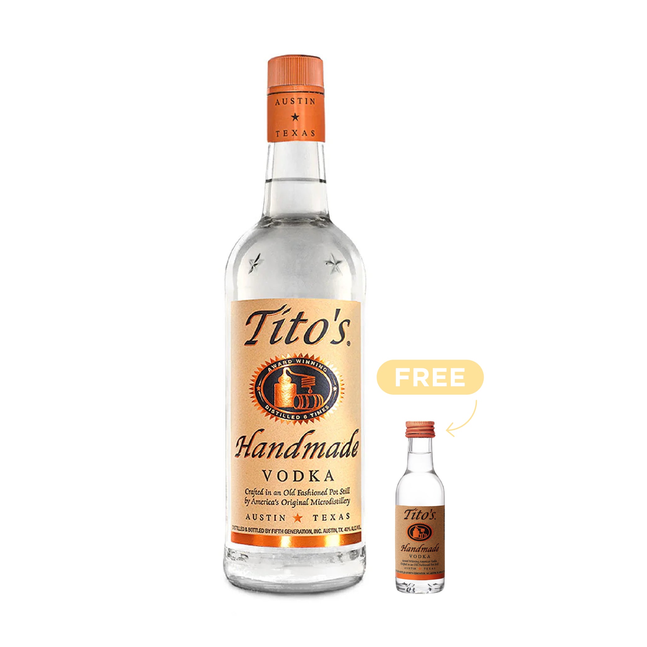 Tito's Handmade Vodka 75cl + 1x FREE 5cl
